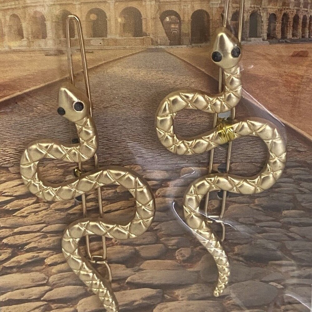 Spirit Vintage 2 Snakes Hair Clips Gold Tone Pins Headpiece Serpent Barrette NWT